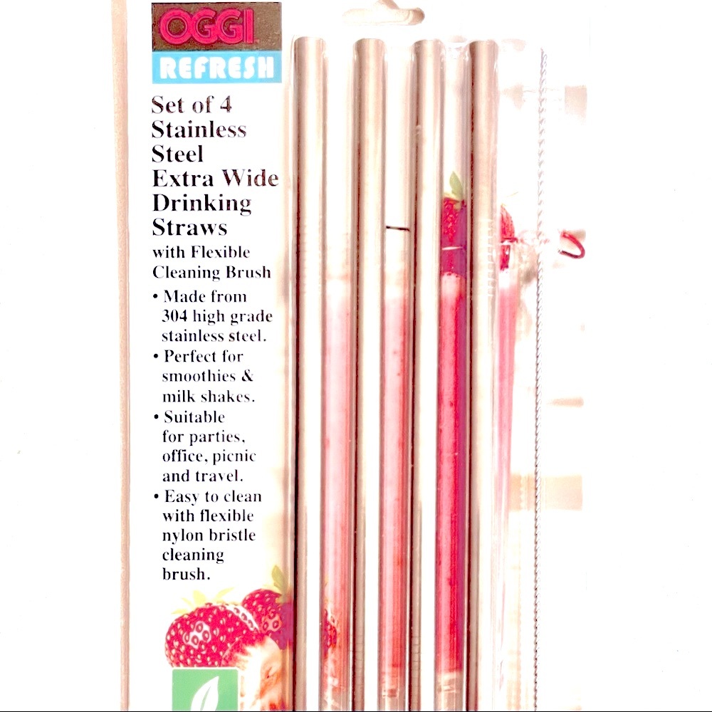 OGGI | Refresh Set of 4 Stainless Steel Straws